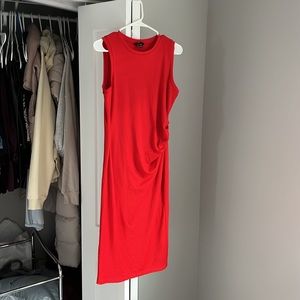 Banana Republic Red Ruched Cotton Dress, NWOT